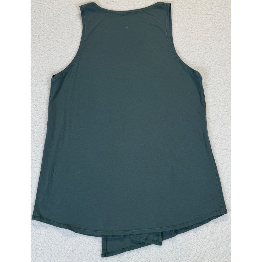 Lululemon Womens Asymmetrical Wrap Hem V-Neck Tank Top Dark Forest Green Relaxed - Picture 4 of 5